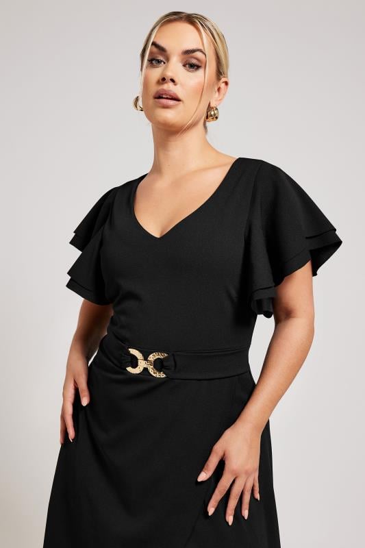 YOURS LONDON - Robe Noire Midi Ourlet Plongeant