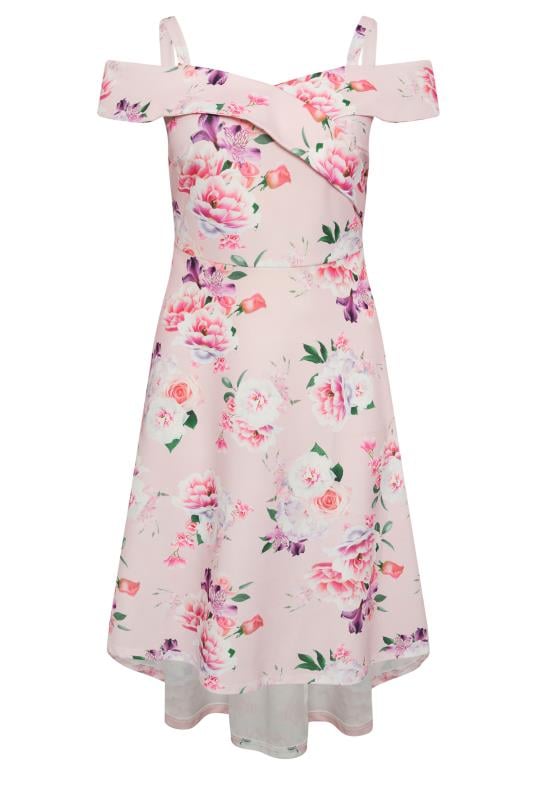 YOURS LONDON - Robe Rose Floral Bardot Ourlet Plongeant