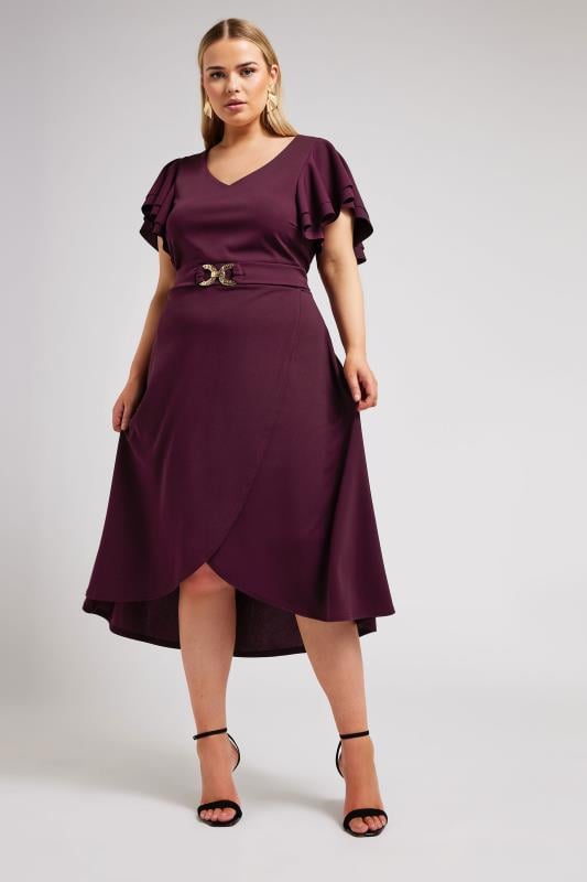 YOURS LONDON - Robe Violette Midi Ourlet Plongeant