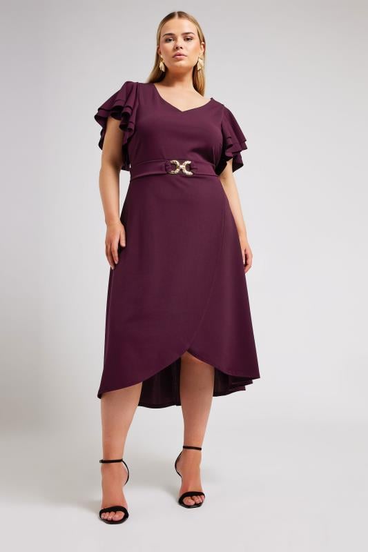 YOURS LONDON - Robe Violette Midi Ourlet Plongeant