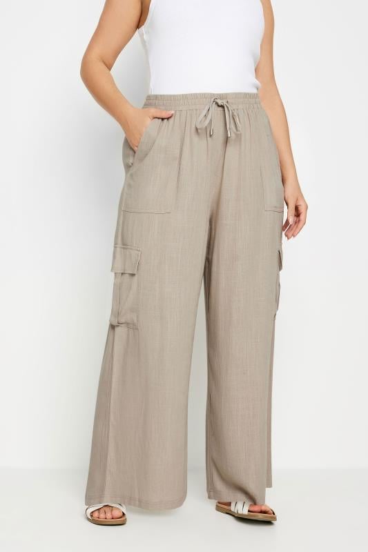 YOURS - Pantalon Cargo Beige en Lin