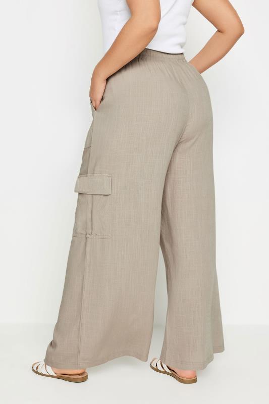 YOURS - Pantalon Cargo Beige en Lin