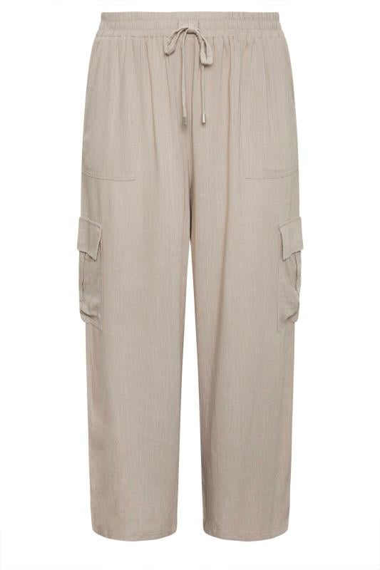 YOURS - Pantalon Cargo Beige en Lin